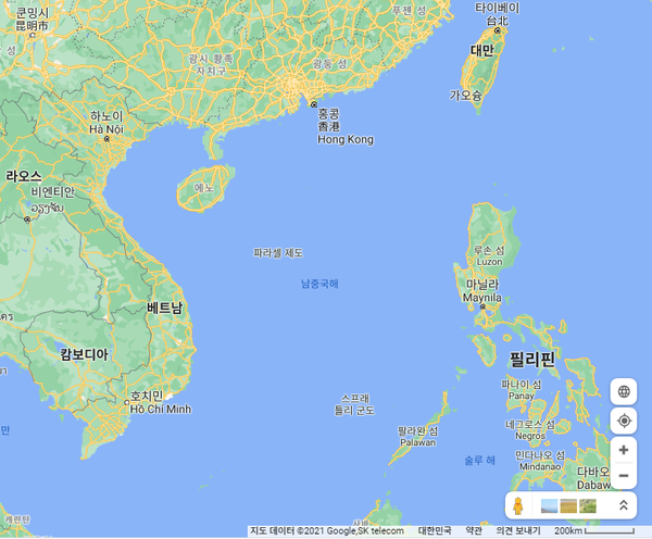 남중국해 (구글지도 캡처)